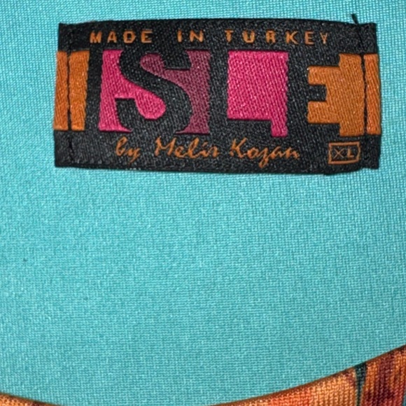 ISLE by Melis Kozan Multicolor Abstract Ruffle Dress Size XL Made in Turkey - Picture 5 of 5